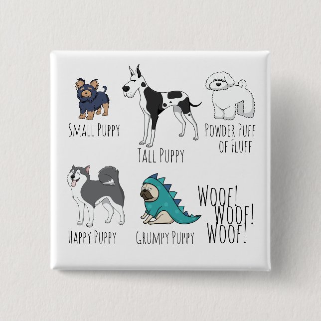 Chapa Cuadrada Poema de Cachorro Ilustraciones de Perro (Anverso)
