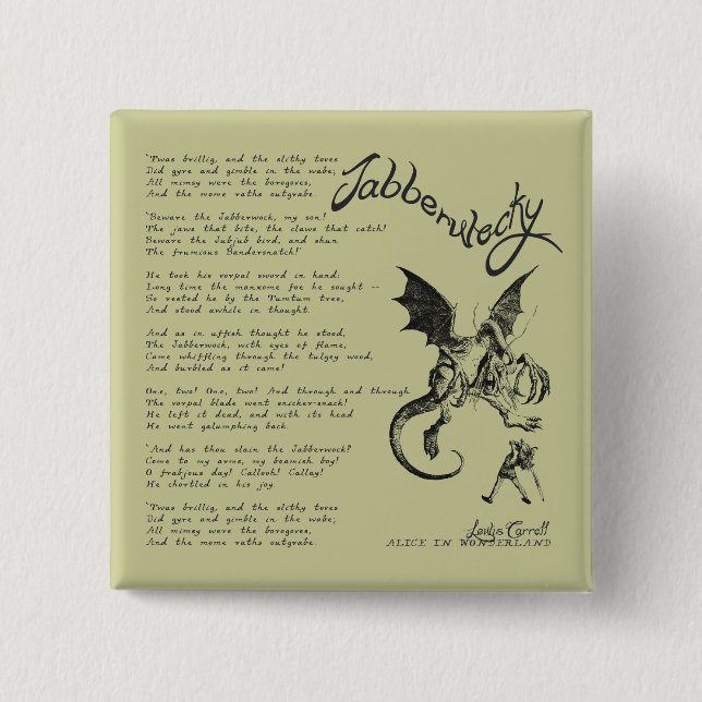 Chapa Cuadrada Poema de Jabberwocky (Anverso)