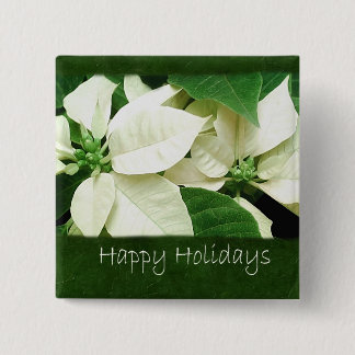 Chapa Cuadrada Poinsettias blancos 1 - buenas fiestas