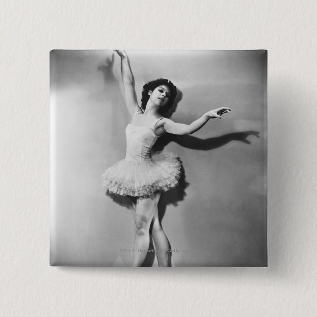 Chapa Cuadrada Pointe B&W del en de la bailarina (Anverso)