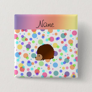 Chapa Cuadrada Polkadots conocidos personalizados del arco iris