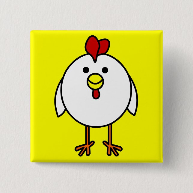 Chapa Cuadrada Pollo feliz lindo (Anverso)