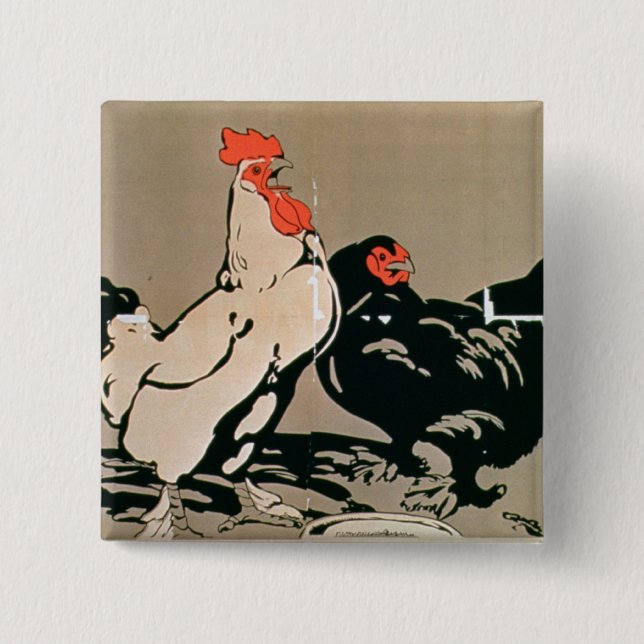 Chapa Cuadrada Pollo y gallina (litho del color) (Anverso)