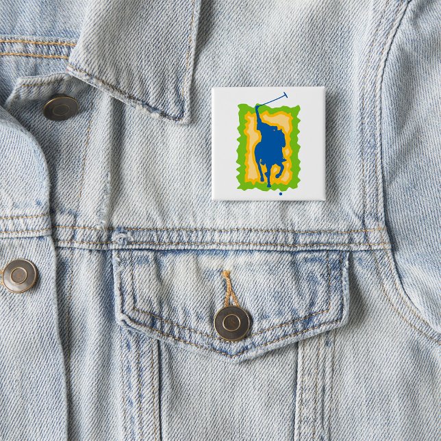 Chapa Cuadrada Polo Player Silhouette Modern Horseback Sports (Subido por el creador)