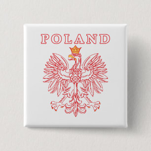 Chapa Cuadrada Polonia Con Águila Polaca Roja