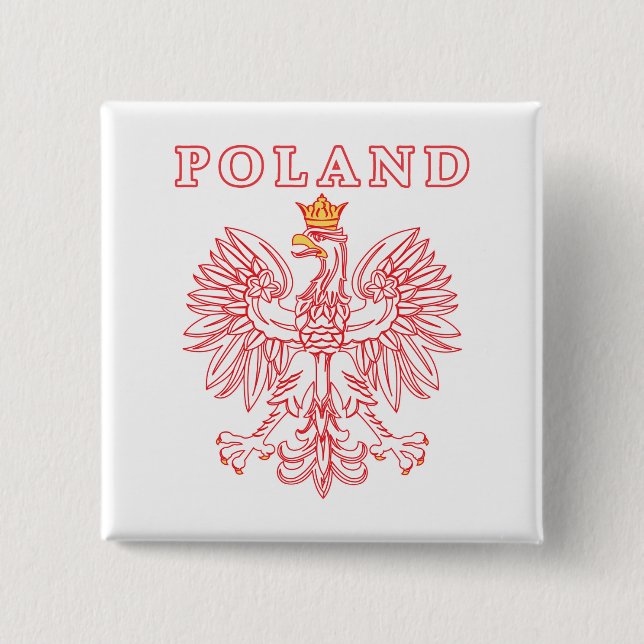 Chapa Cuadrada Polonia Con Águila Polaca Roja (Anverso)