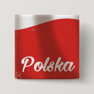 Chapa Cuadrada Polska, cartel vintage de viaje de Polonia
