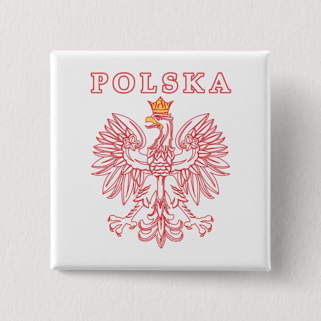 Chapa Cuadrada Polska Con Águila Polaca Roja (Anverso)