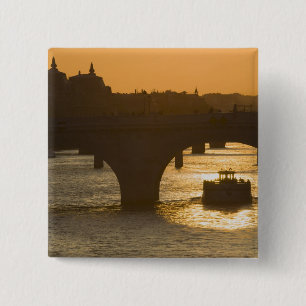 Chapa Cuadrada Pont Neuf, Sena, puesta de sol, París, FranciaMuse