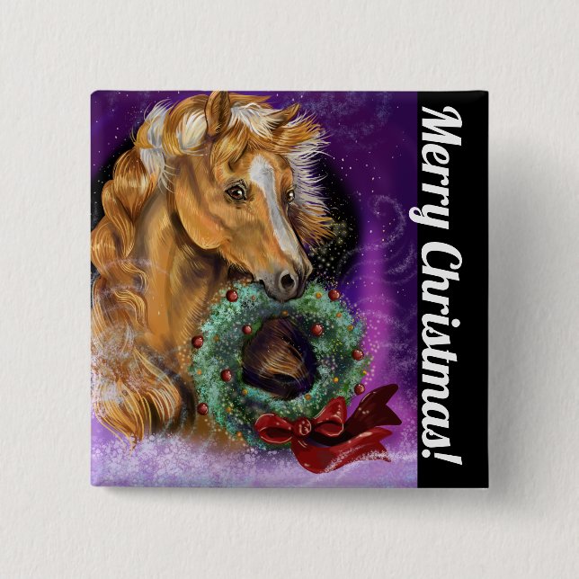 Chapa Cuadrada Pony con Wreath Navidades (Anverso)