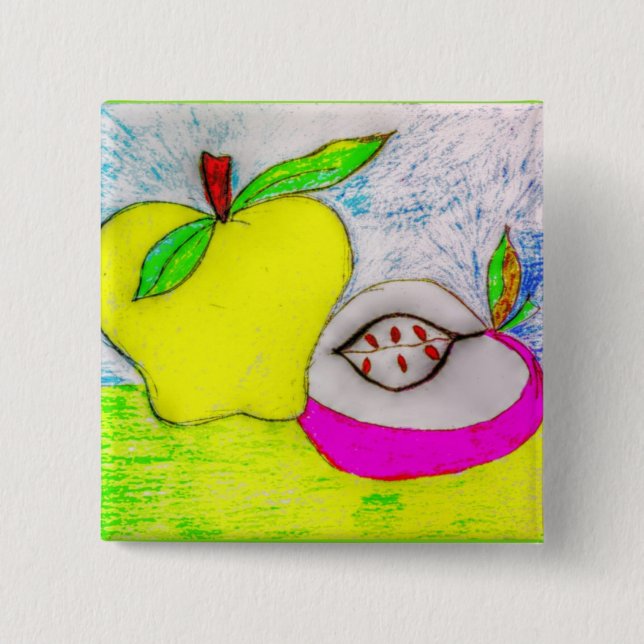 Chapa Cuadrada Pop Art Apples (Anverso)
