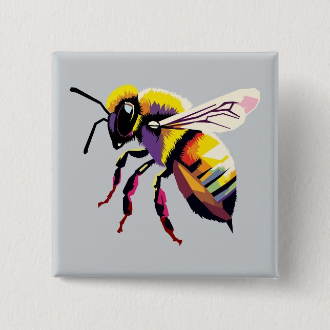 Chapa Cuadrada Pop art Bee (Anverso)