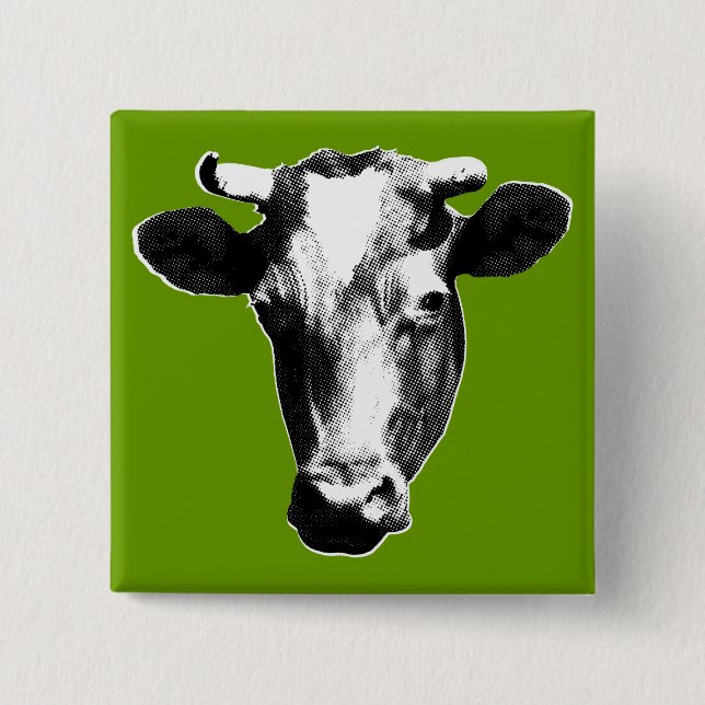 Chapa Cuadrada Pop Art Cow (Anverso)