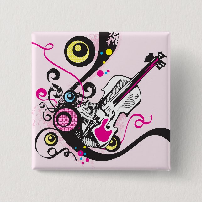 Chapa Cuadrada Pop Art Violin Abstract Musical Punk Rock (Anverso)