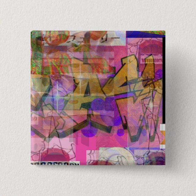 Chapa Cuadrada Por la Liga de la Decepción "Neograffiti" (Anverso)