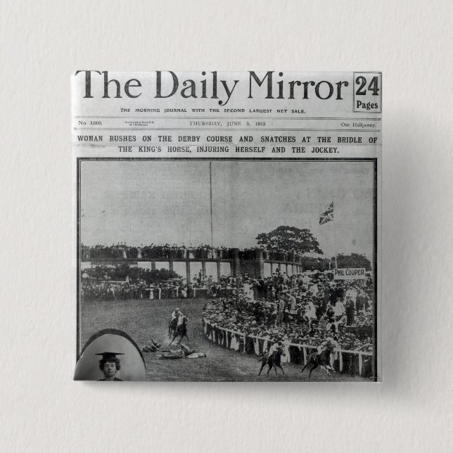 Chapa Cuadrada Portada 'del Mirror diario (Anverso)