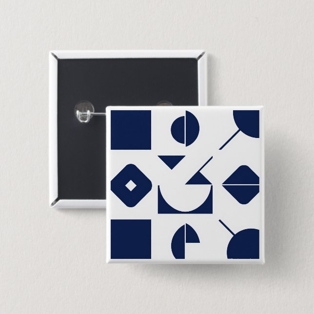 Chapa Cuadrada Portuguese Azulejo Geometric Pattern Button – Mode (Anverso y reverso)