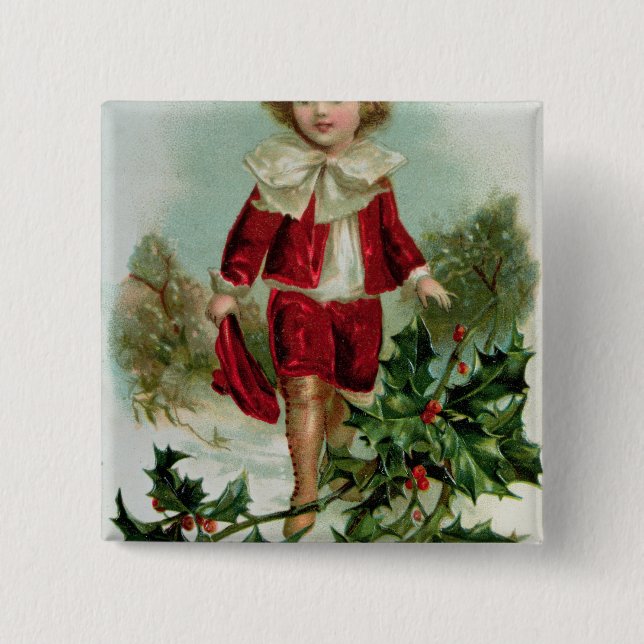 Chapa Cuadrada Postal del navidad del Victorian que representa a (Anverso)