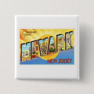 Chapa Cuadrada Postal del viaje del vintage de Newark New Jersey