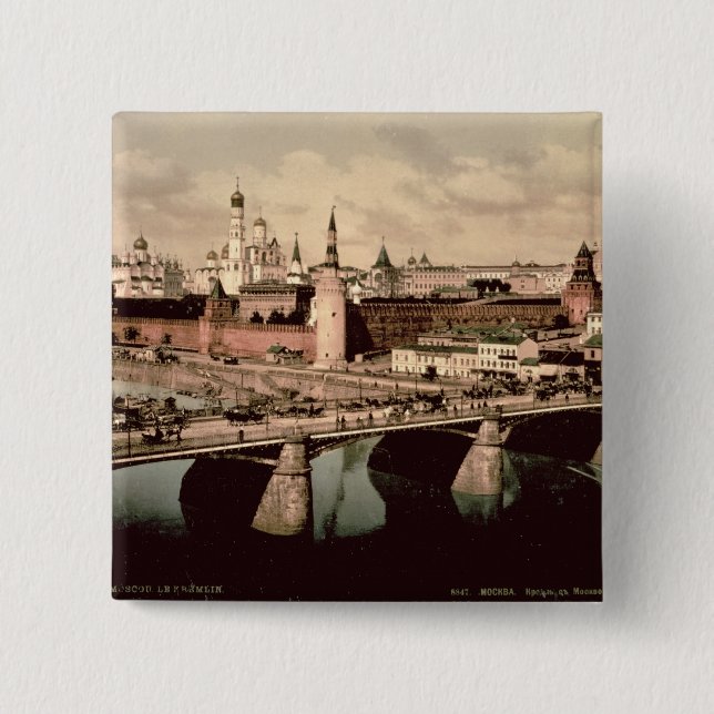 Chapa Cuadrada Postal que representa el Kremlin, Moscú (Anverso)