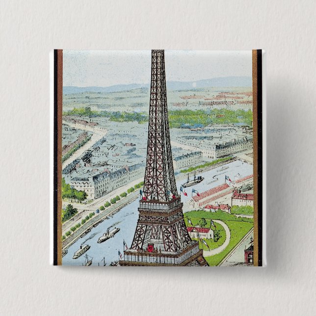 Chapa Cuadrada Postal que representa la torre Eiffel (Anverso)