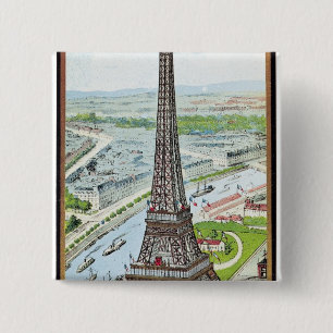 Chapa Cuadrada Postal que representa la torre Eiffel