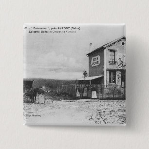 Chapa Cuadrada Postal que representa un "panorama" cerca de