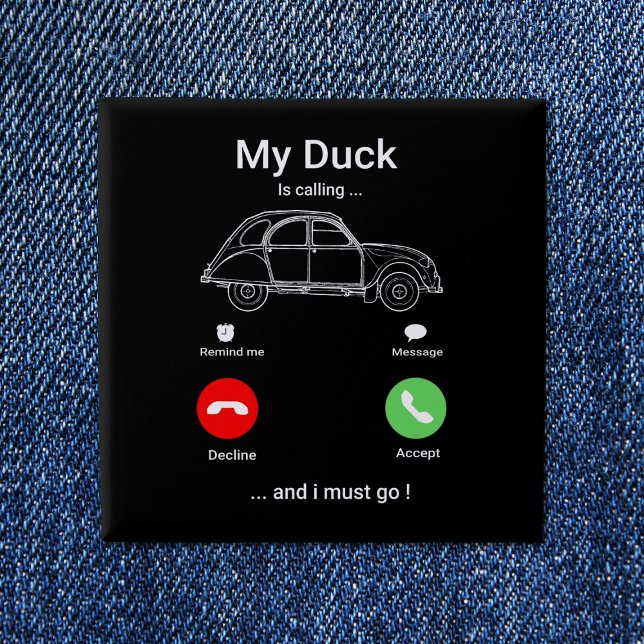 Chapa Cuadrada Postales divertidas para smartphone de 2 CV Deux C (2CV Button in Black with a Red Green and White Smartphone Illustration)