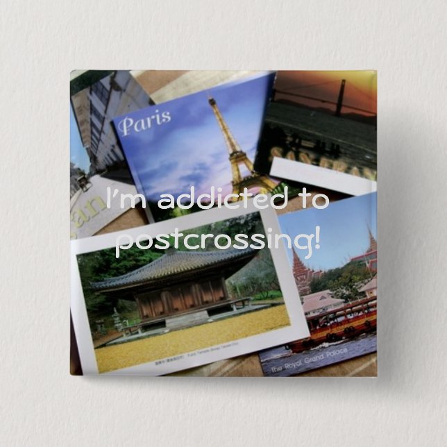 Chapa Cuadrada Postcrossing fan badge (Anverso)