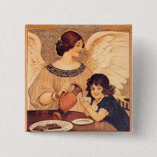 Chapa Cuadrada Póster Antiguo del Ángel de Chocolate Francés: Art