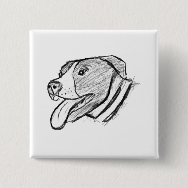 Chapa Cuadrada póster de amante de animales perro pitbull dibujad (Anverso)