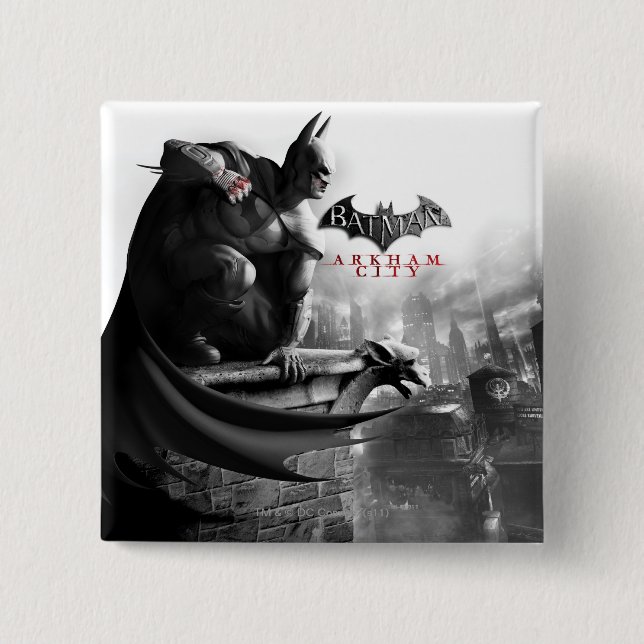 Chapa Cuadrada POSTER de CA - Batman Gargoyle Ledge (Anverso)