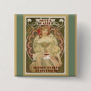 Chapa Cuadrada Poster de café de época