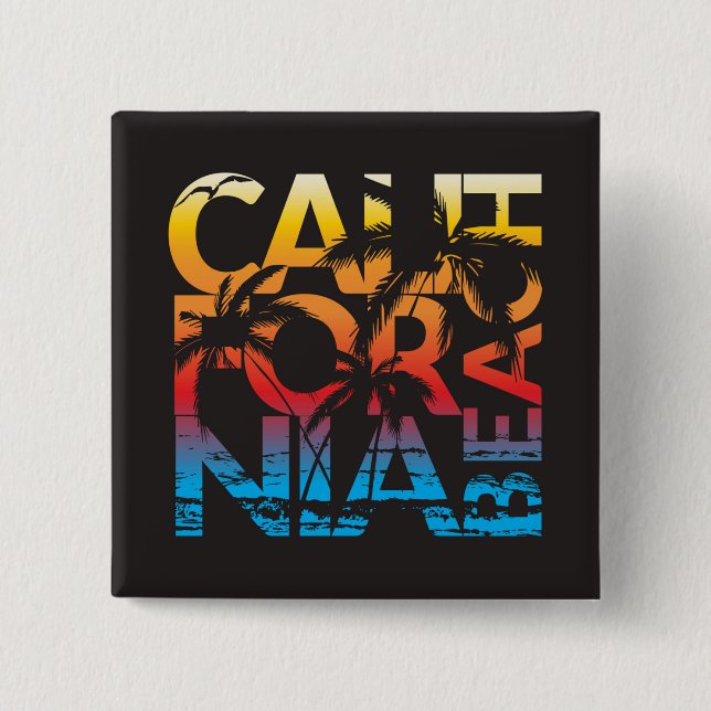 Chapa Cuadrada Poster de California Beach (Anverso)