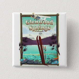 Chapa Cuadrada Poster de esquí de Glenwood Springs Colorado.