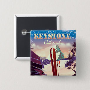 Chapa Cuadrada Póster de estilo vintage de esquí en Keystone, Col