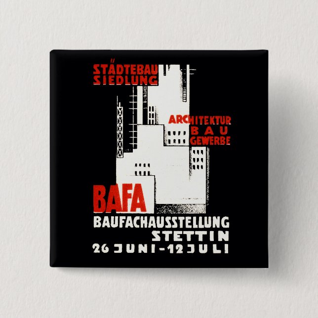 Chapa Cuadrada poster de Exposición de Construcción de 1925 (Anverso)