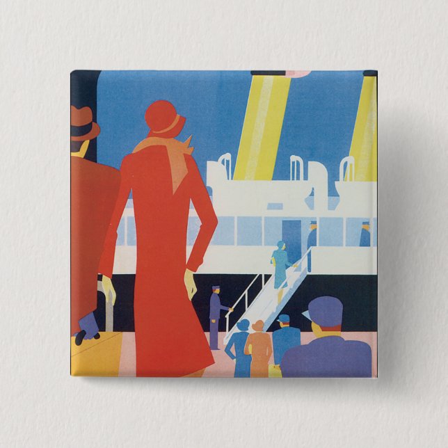 Chapa Cuadrada Poster de ferry belga Art Deco (Anverso)