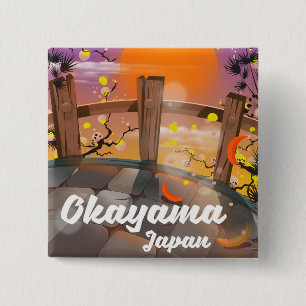 Chapa Cuadrada Poster de flores japonesas Okayama.
