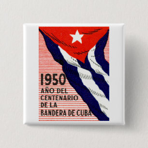 Chapa Cuadrada Poster de la bandera de 1950 cubanos
