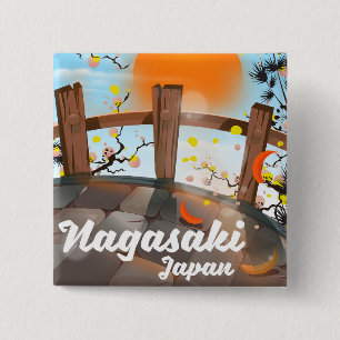 Chapa Cuadrada Poster de la flor japonesa de Nagasaki.
