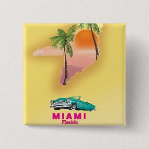 Chapa Cuadrada Póster de mapa ilustrado de Miami Florida