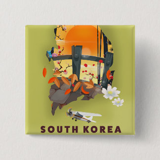Chapa Cuadrada Poster de mapas ilustrado de Corea del Sur