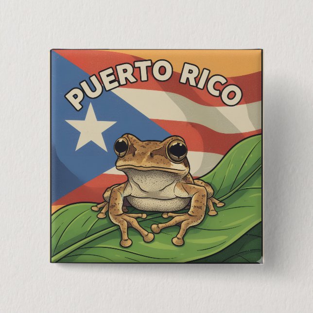 Chapa Cuadrada Póster de Orgullo Retro Boricua (Anverso)