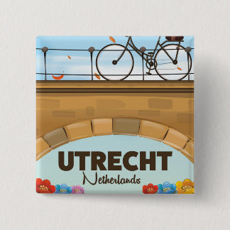 Chapa Cuadrada Poster de vacaciones de Utrecht, Países Bajos.