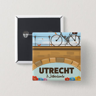 Chapa Cuadrada Poster de vacaciones de Utrecht, Países Bajos.
