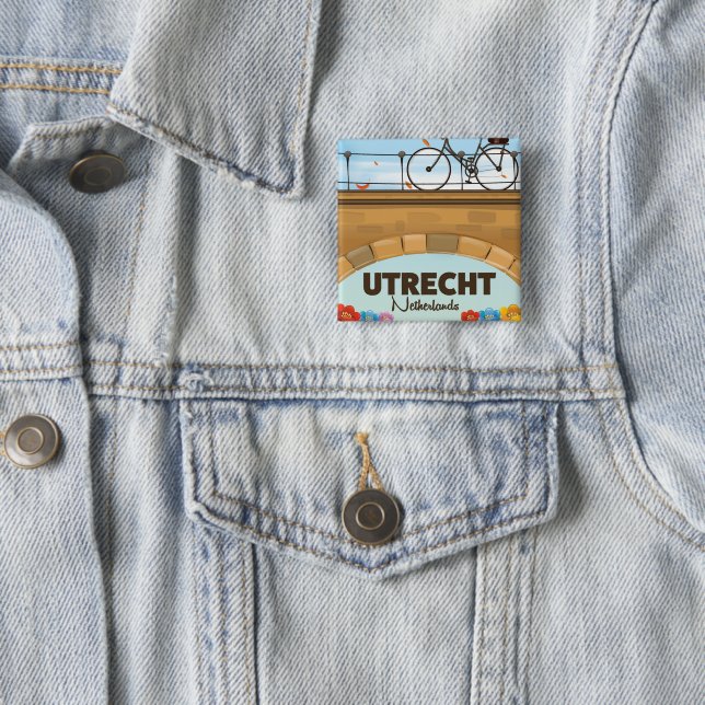 Chapa Cuadrada Poster de vacaciones de Utrecht, Países Bajos. (In situ)