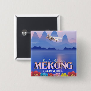 Chapa Cuadrada Póster de vacaciones en el río Mekong Camboya