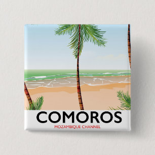 Chapa Cuadrada Póster de vacaciones en la isla de Comoras.