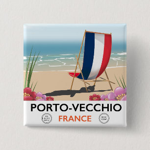 Chapa Cuadrada Póster de viaje a la playa de Porto-Vecchio, Franc